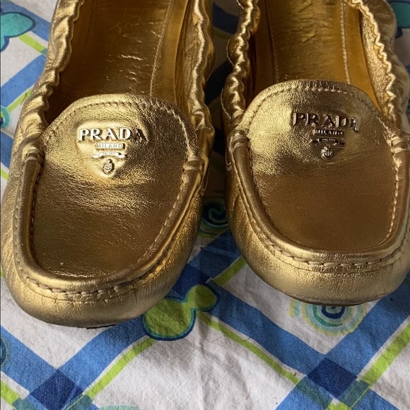 100% Auth PRADA Calzature Donna Nappa Flats Loafers | Platino Gold | 38 (7/7.5) - Picture 4 of 16